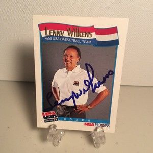 1992 USA Basketball Team Hoop Card Lenny Wilkens #586 - Autographed